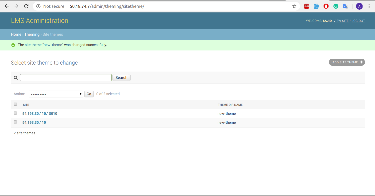 Add Site Theme
