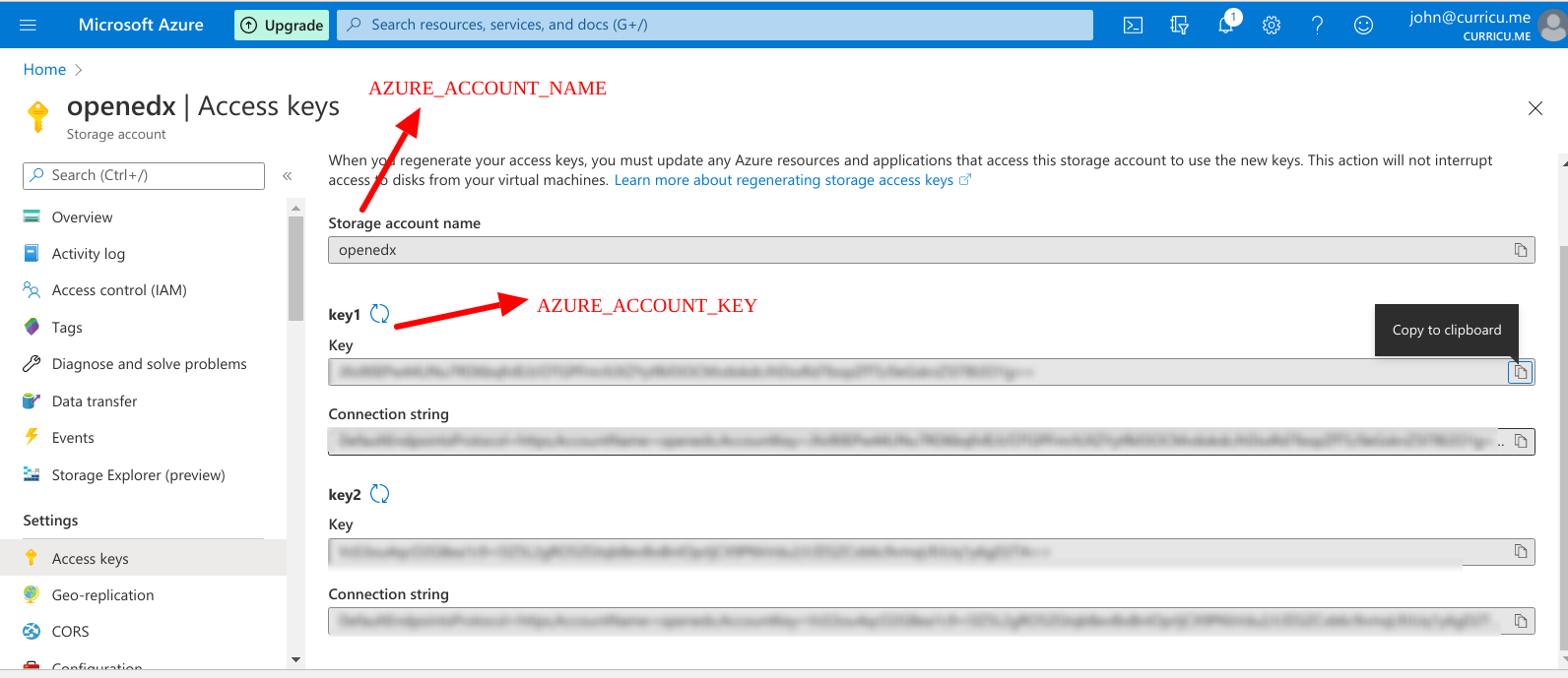 Account storage name