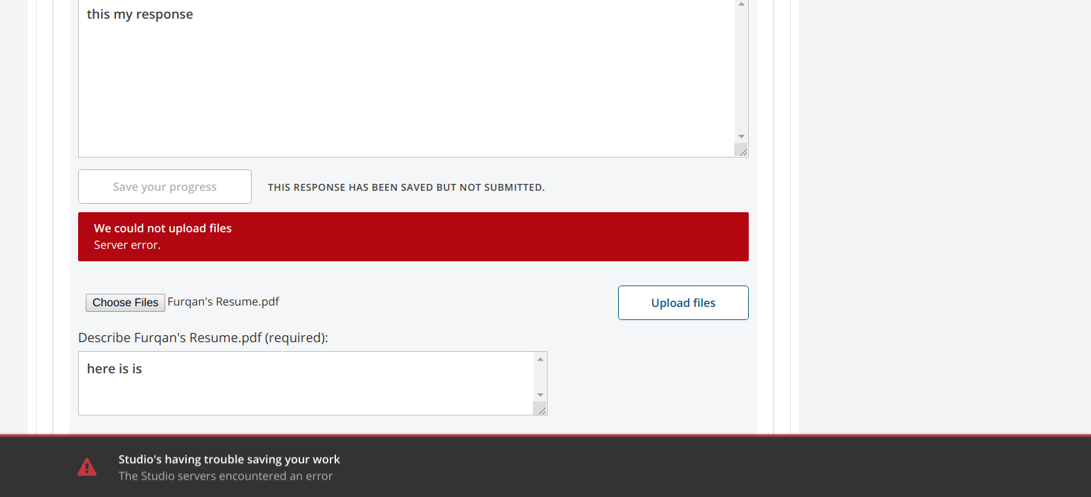 ORA Upload failed
